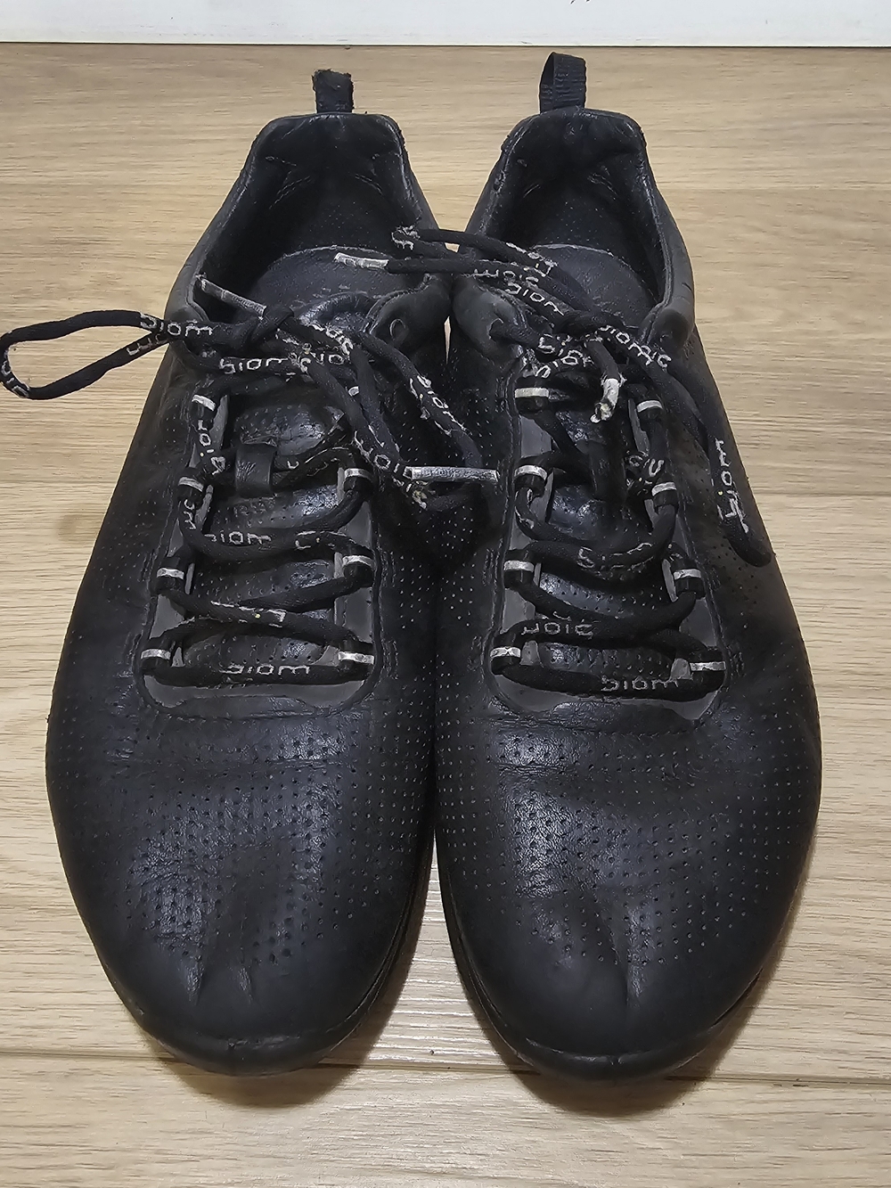 ECCO BIOM Fjuel Perforated Black Leather Walking Sneakers